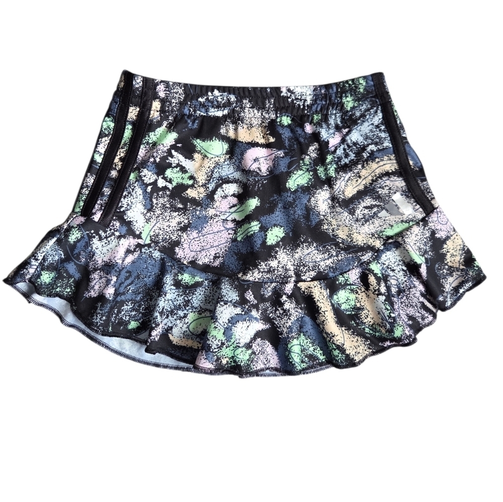 adidas Black Ruffle Skirt with Pastel Splash Print Girls 6